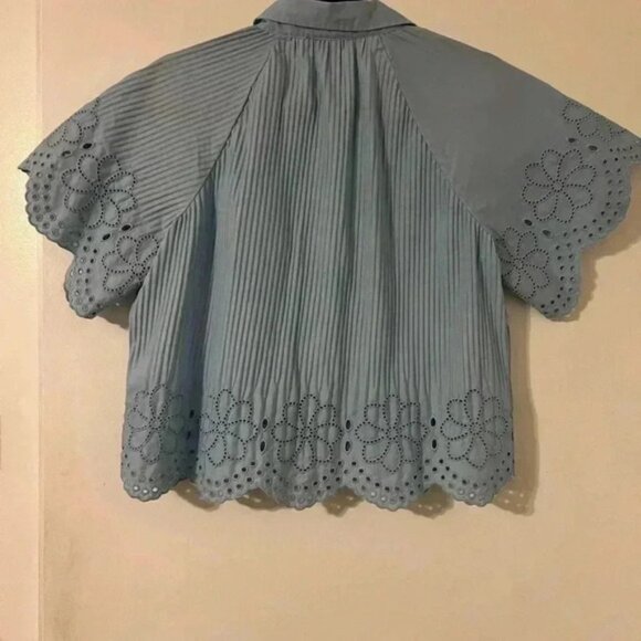 JCrew pleated eyelet-trim shirt in cotton poplin size S - Picture 10 of 11